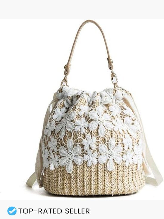 Handbags - Straw Crossbody Bag Round Woven Shoulder Beach Summer Top Handle Purse Boho